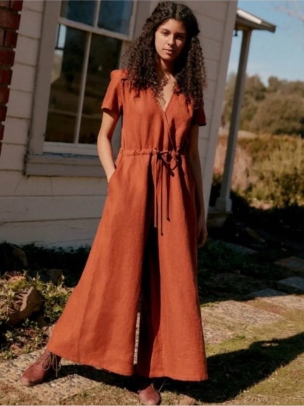 Christy Dawn Dawn Rust Wide Leg Jumpsuit